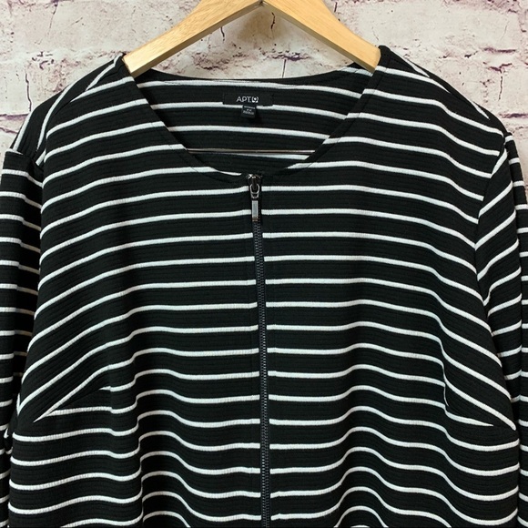 Apt. 9 Black Striped Zipper Front Long Sleeve Cardigan Jacket - Picture 2 of 11